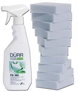 FD 360 - cредство для чистки и ухода за изделиями из искусственной кожи (0.5 л, распылитель, 10 спонжей) - фото 5169